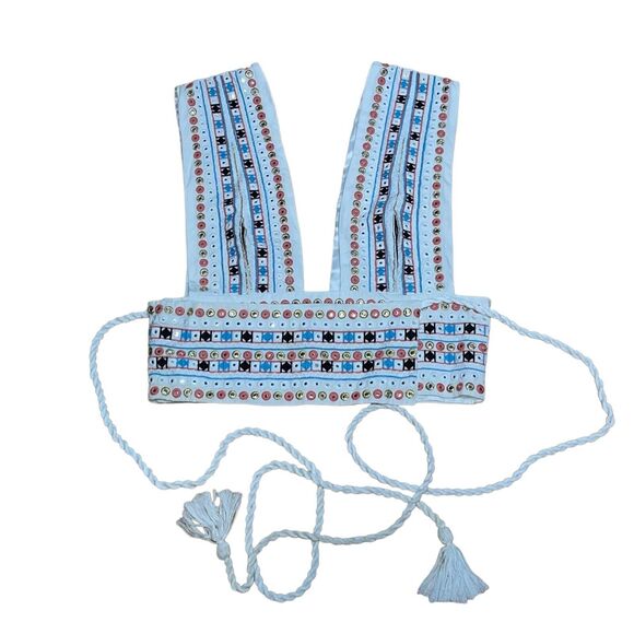 MAJORELLE Tops - Cropped Embroidered Top Majorelle Breanna Festival Wrap Gold Metallic